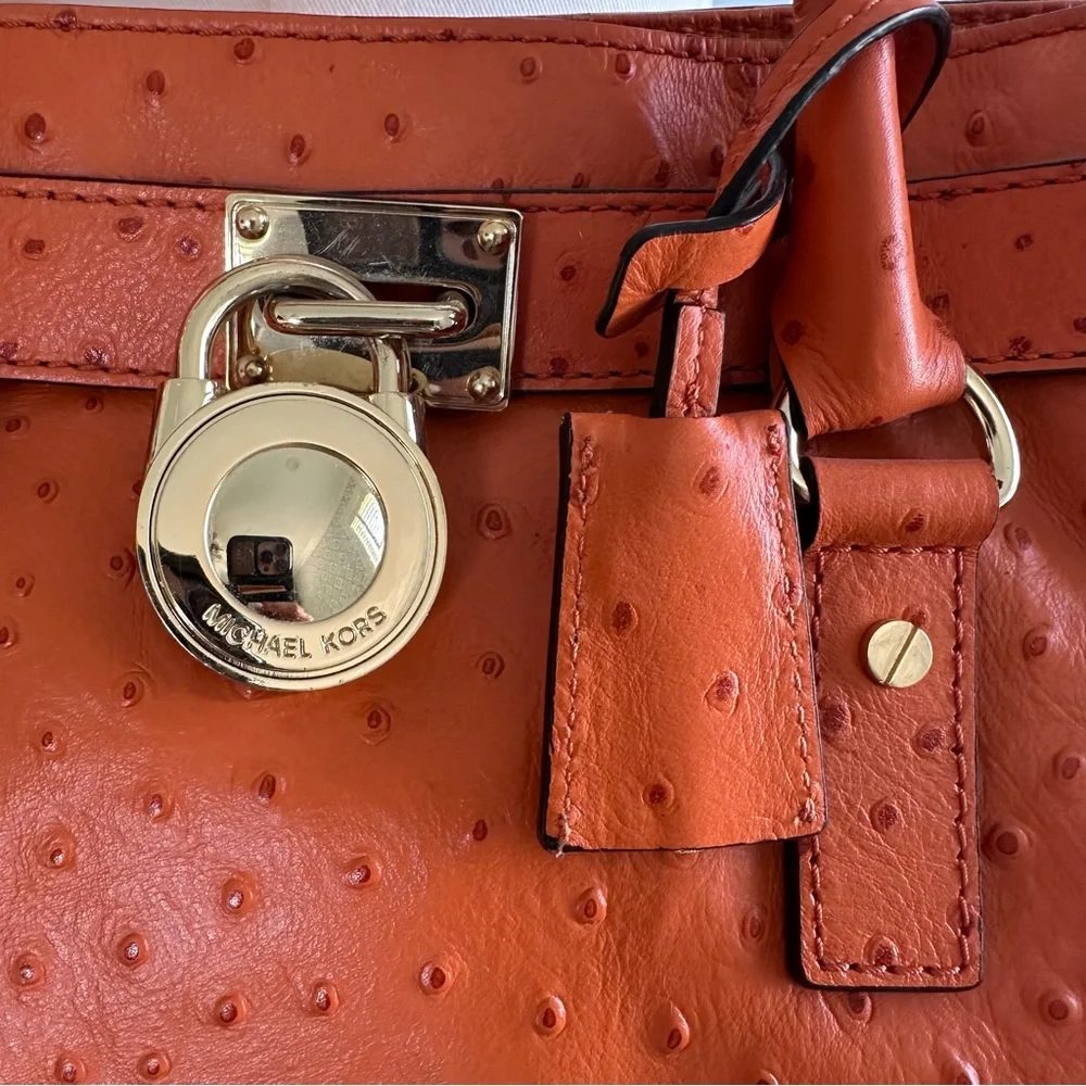 NWOT Michael Kors Orange Ostrage Embossed Leather Shoulder Bag with Gold Accents